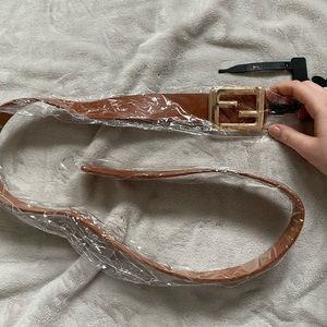 BROWN BELT WITH GOLD DECAL